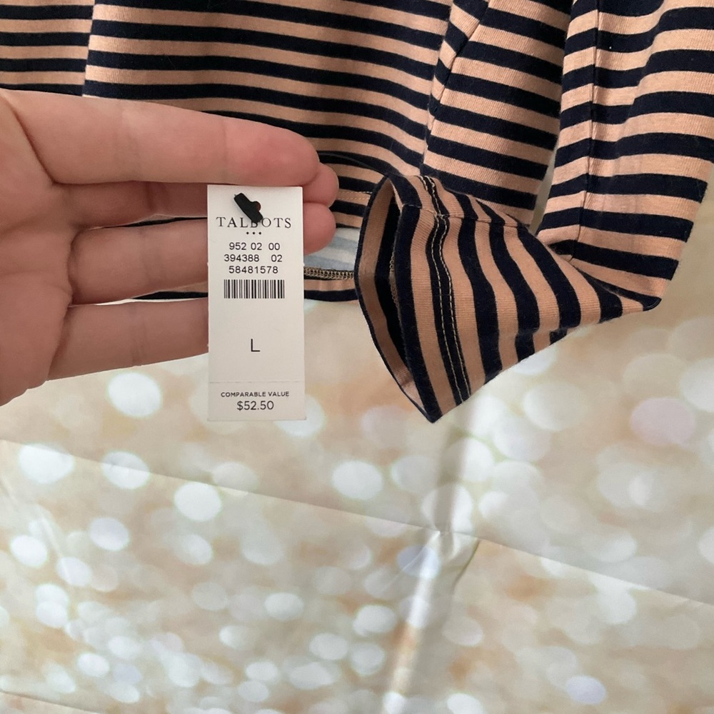 T by Talbots Brown and Black Stripped Shirt - Picture 2 of 8